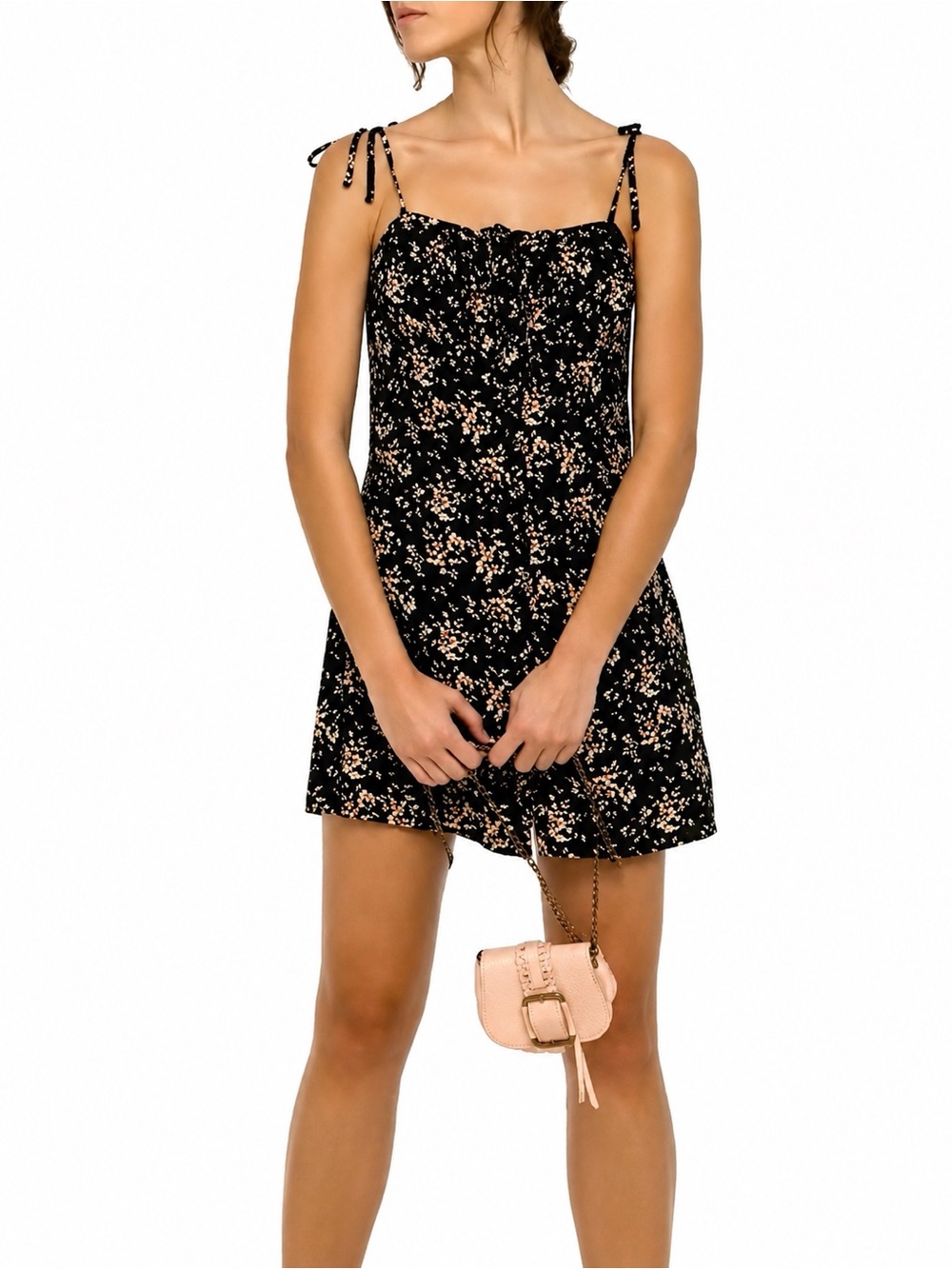 NWT ba&sh Volver Black Floral Button Front Mini Dress L US 8